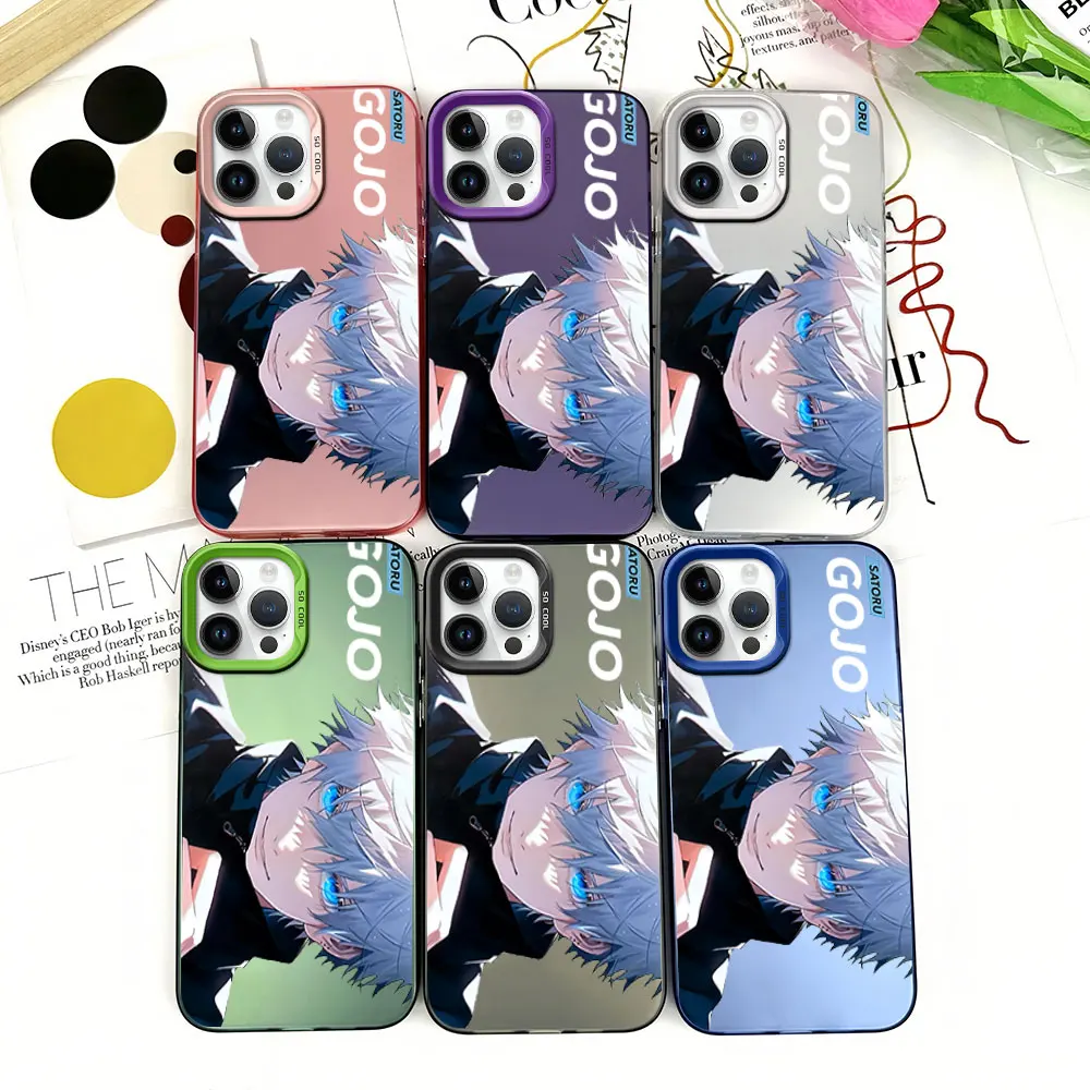 Phone Case for iPhone 12 11 13 14 15 16 Pro Plus IMD Plating Cover J-Jujutsu K-Kaisen Anime G-Gojo S-Satoru New