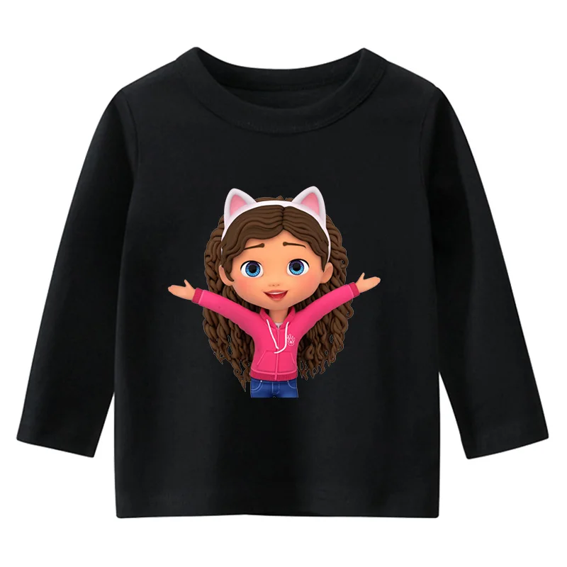 

Kids Clothes Gabbys Dolhouse Long Sleeved Cotton T-shirt Baby Girls Boys Kawaii Casual Tees Children Clothes For Birthday Gift