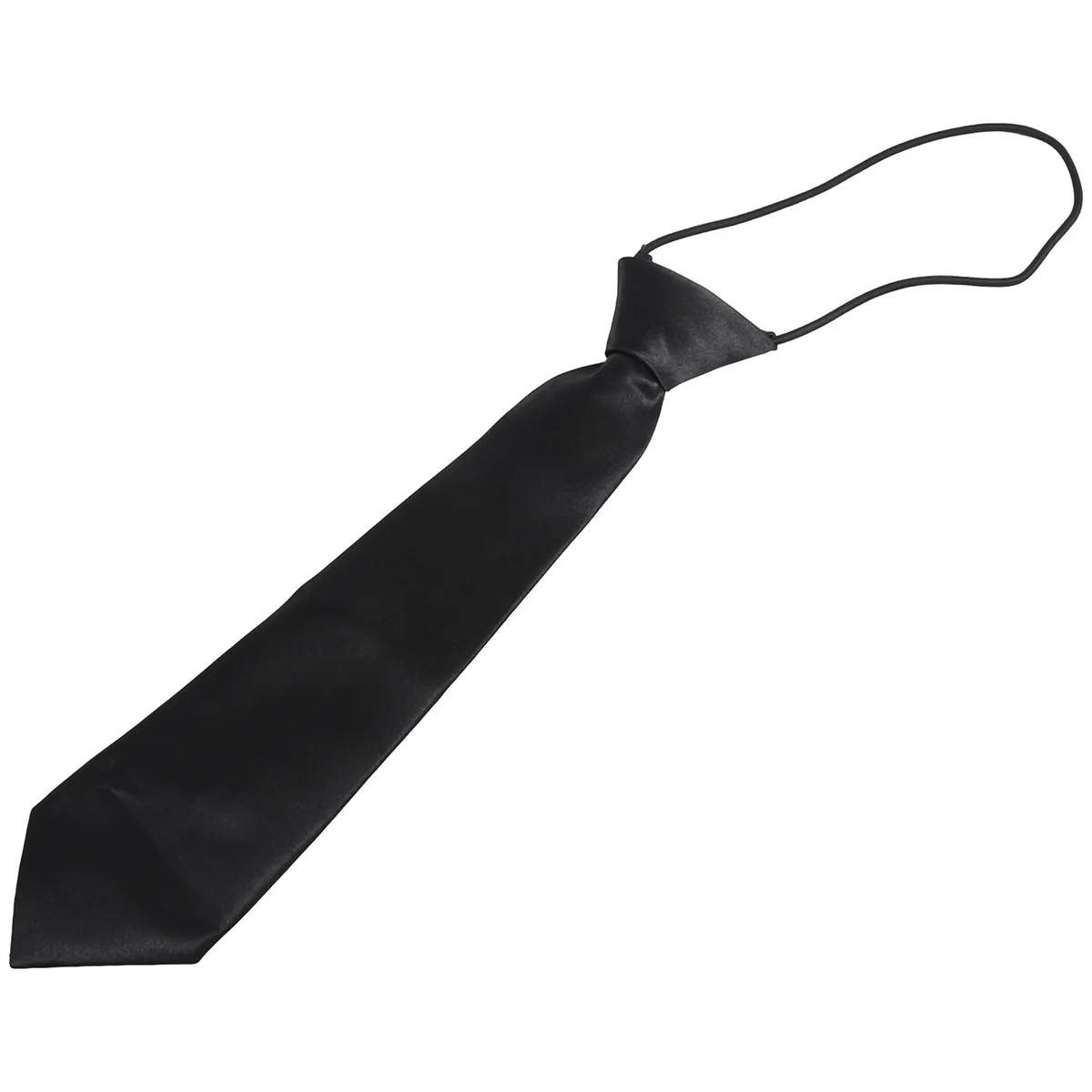 Corbata delgada elástica de poliéster para niño, corbata de cuello, color negro sólido