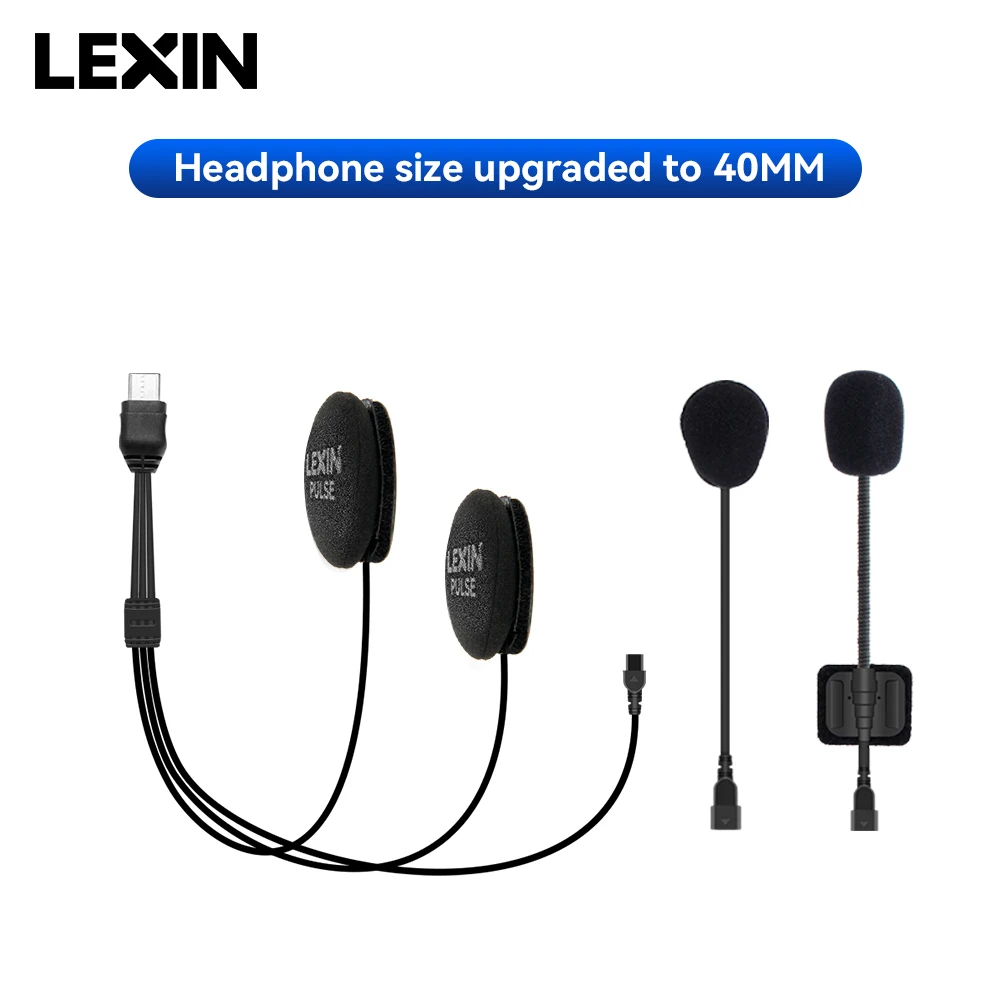 LEXIN-MeshCom Mesh Intercom 40MM Headset&Clip, Headphones Set for Full/Half Helmet with Upgraded Noise Cancellation Function view 6