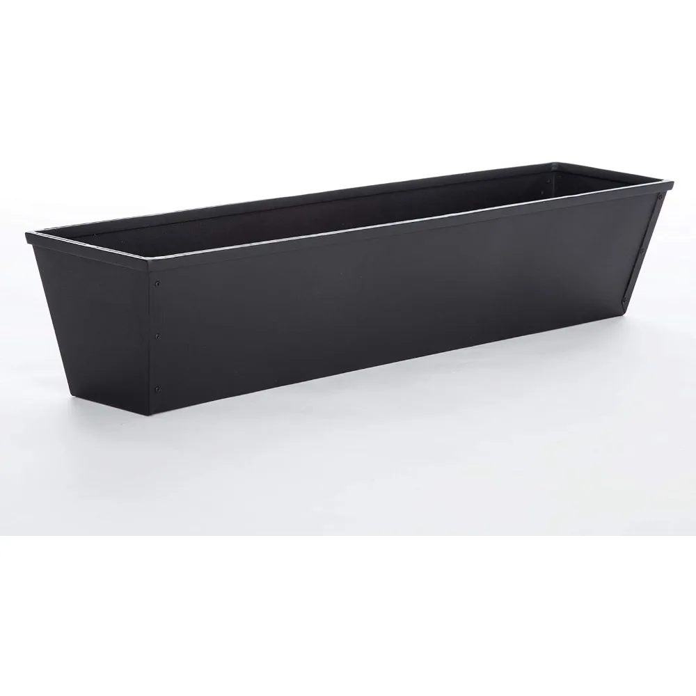 48in. Galvanized Tapered Window Box - Powder Coated Black