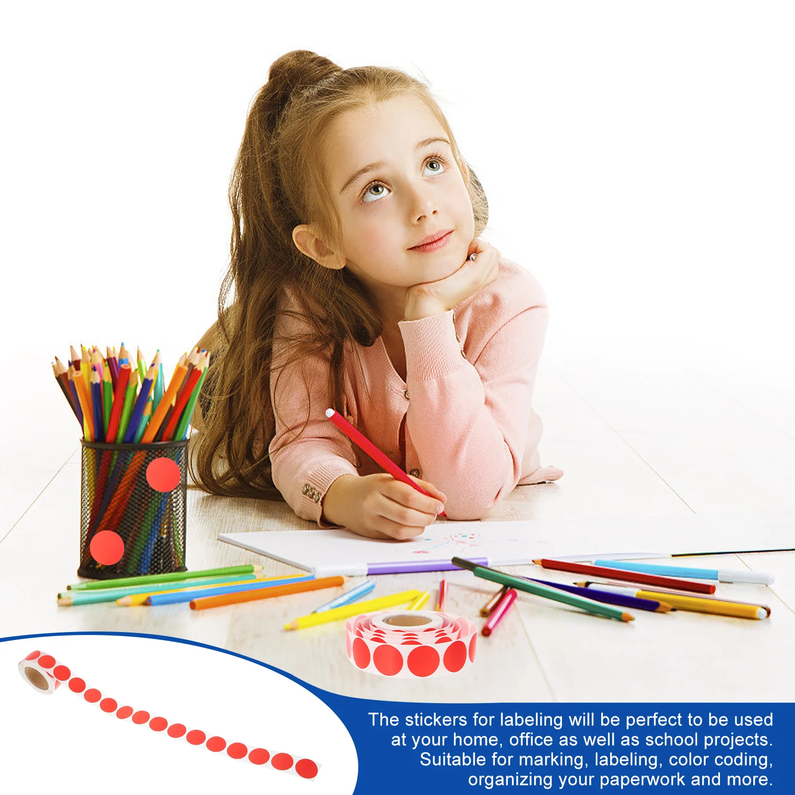 Circle Stickers Dots Labels Cable Red Round Bright Office School Marking Labeling Coding ganizing
