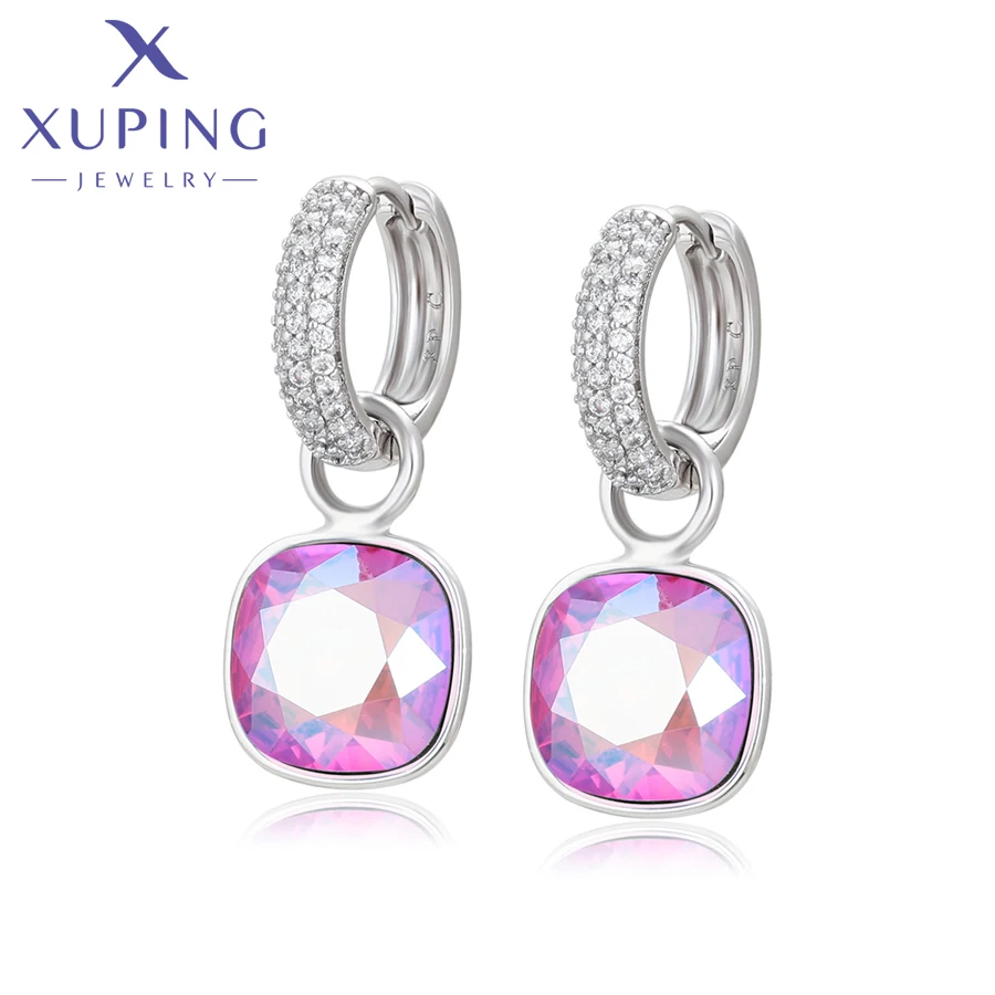 Xuping Jewelry Fashion Charm Jewellery Crystal Drop Earrings with High Quality Rhodium Color for Women Party Gift A00606268