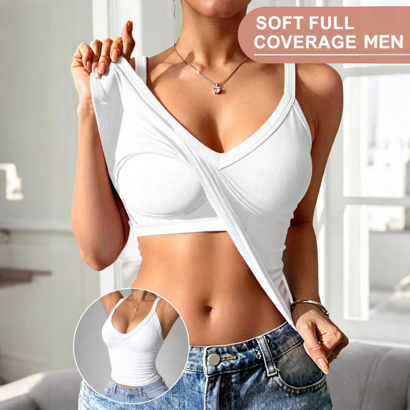 Sexy V-neck strapless tank top for women, suitable for both layering as an inner garment or worn on its own. A trendy girl's tan