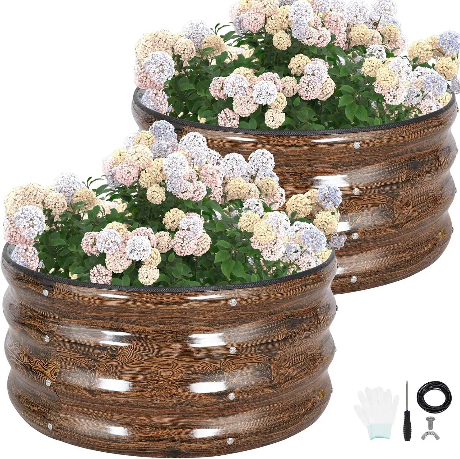 

2x2x1ft Galvanized Metal Wood Raised Garden Bed Planter Box 2 Pack for Plants, Vegetables, Flowers, Herbs, Fruits