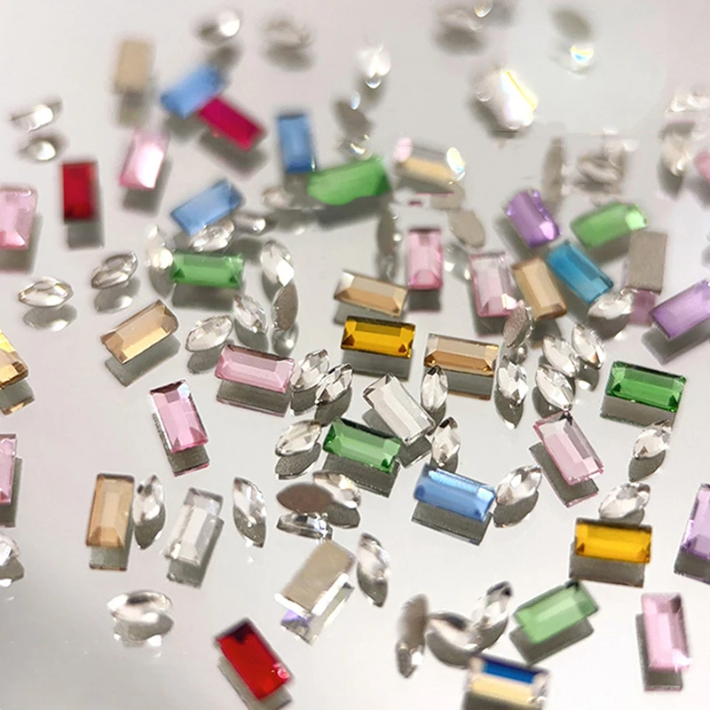 Strass en cristal pour ongles, breloques plates, pierres de luxe 3D pour nail art, décoration scintillante