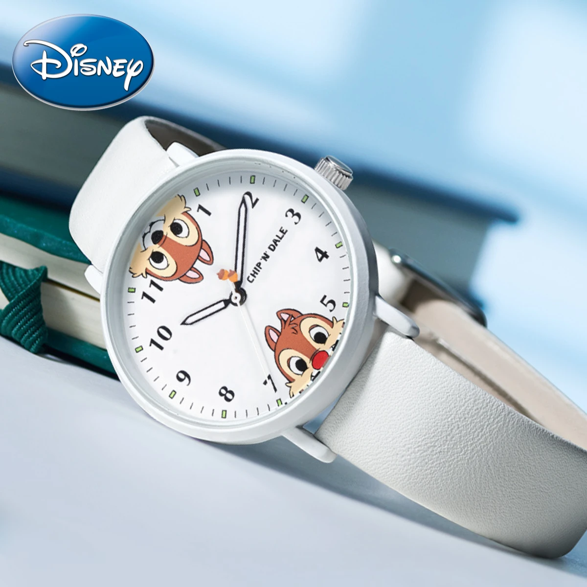 Disney-reloj de cuarzo con Chip Dale para niños, dispositivo luminoso e impermeable, con caja de regalo