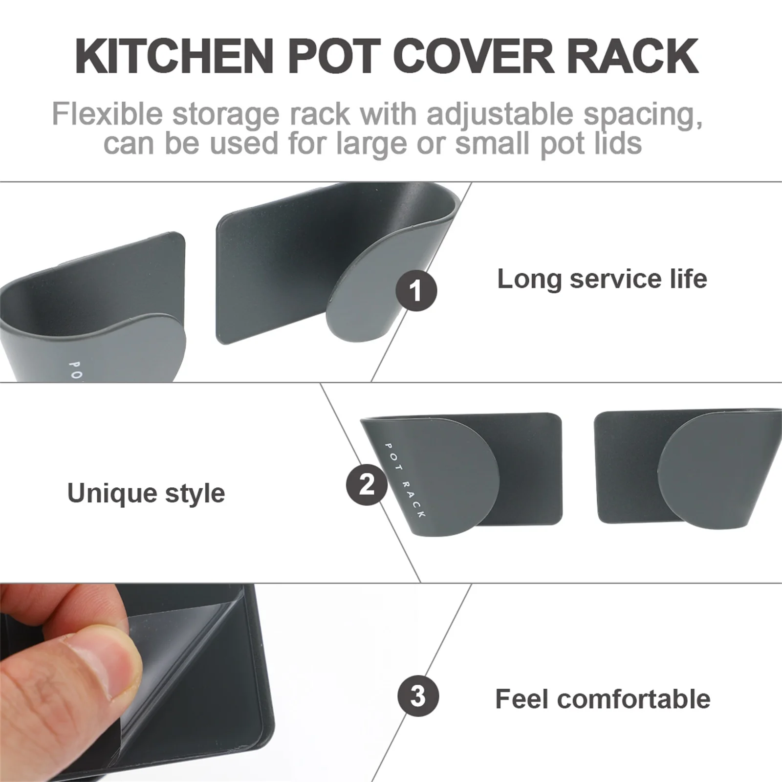 

Chic Frosted Wall Mounted Pot Lid Holder Rack Flexible Storage Solution For Kitchen Space Saving