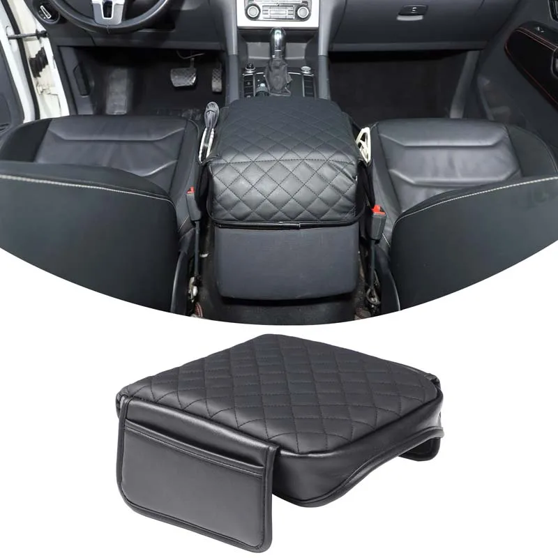 Leather Black For Volkswagen Amarok 2011-2022 Car Center Console Armrest Box Cover Car Modification Accessories