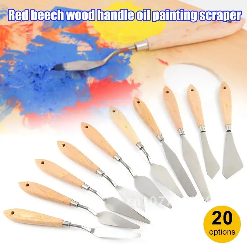 

Palette Knife Painting Stainless Steel Spatula Palette Knife Oil Paint Metal Knives Wood Handle FC