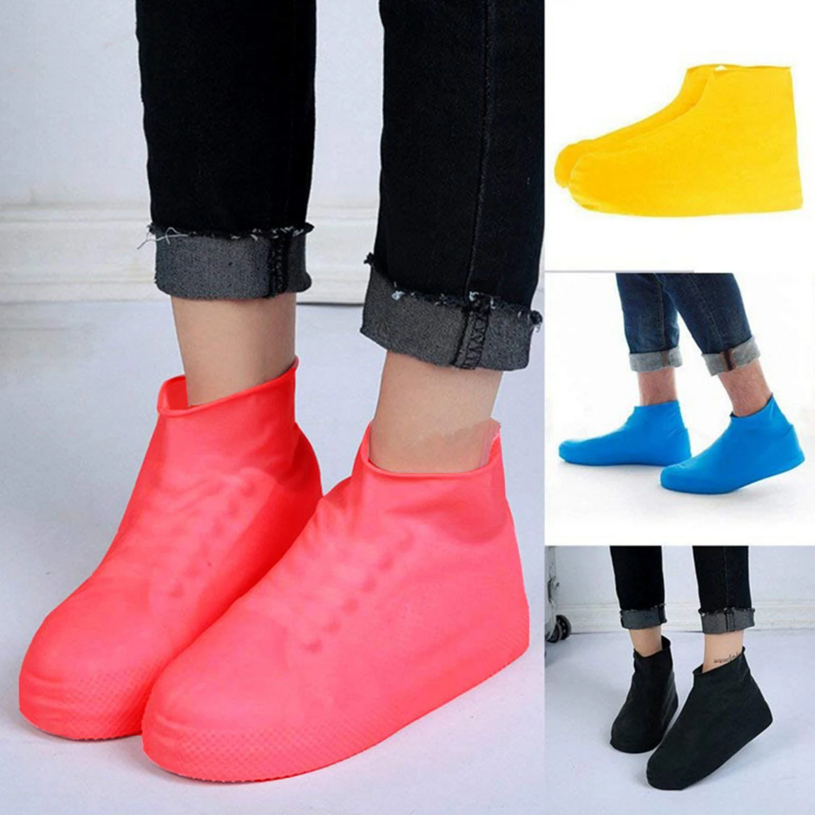 

1Pair Waterproof Shoes Covers Reusable Latex Shoe Protectors Resistant Rubber Rain Boot Overshoes for Outdoor Walking