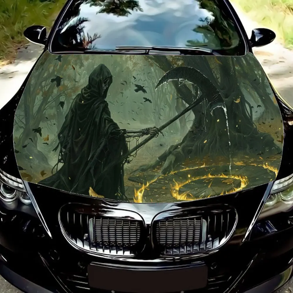 

Terrifying Forest Death with A Sickle Car Hood Wrap Color Vinyl Sticker Truck Graphic Bonnet Auto Accessories Decor Decal Gift