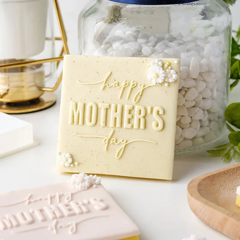 2024 Happy Mothers Day Cookie Fondant Embossing Stamp Mother\'s Day Necklace Mommy Blessing Biscuit Mold Mom Birthday Baking Tool