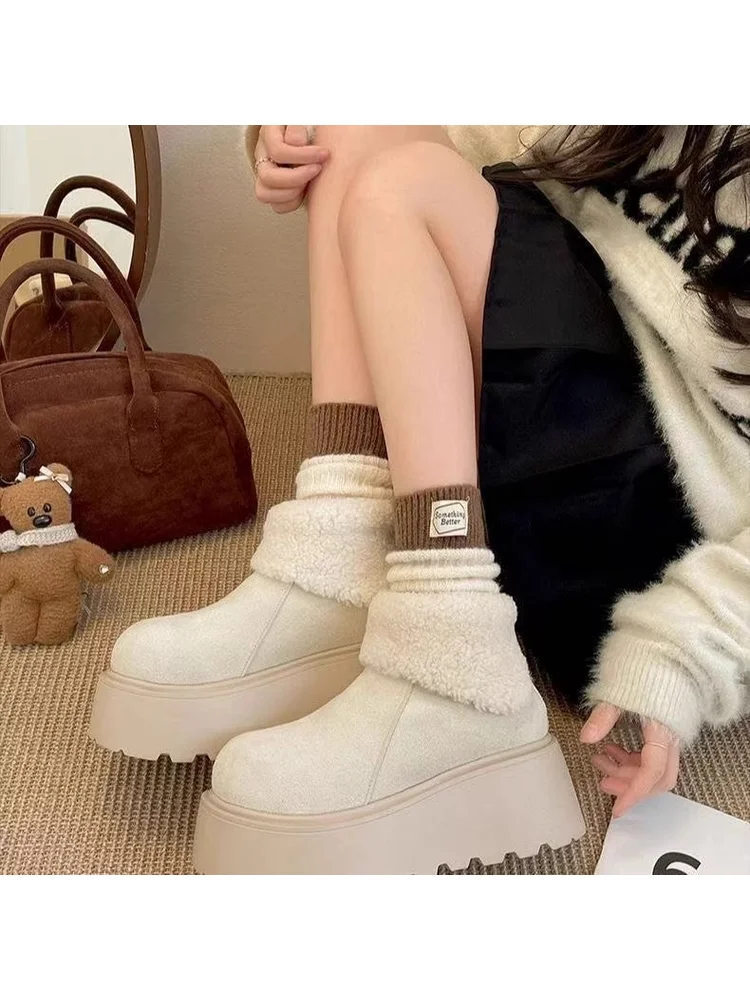 

Melad Warm And Anti Slip Cotton Shoes 2025 New Winter Height Increasing Velvet Thickened Thick Bottom Snow Boots For Women
