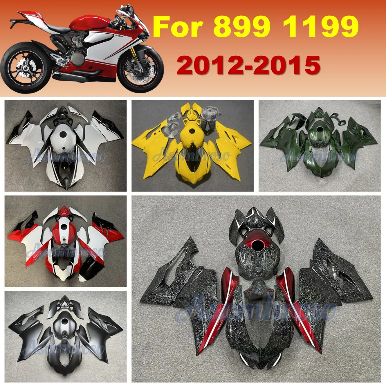 Fairing Kit Fit For Ducati Panigale 1199 2012-2014 899 2013 2015 Custom ABS Plastic Bodywork Forged Carbon Fiber Look kit