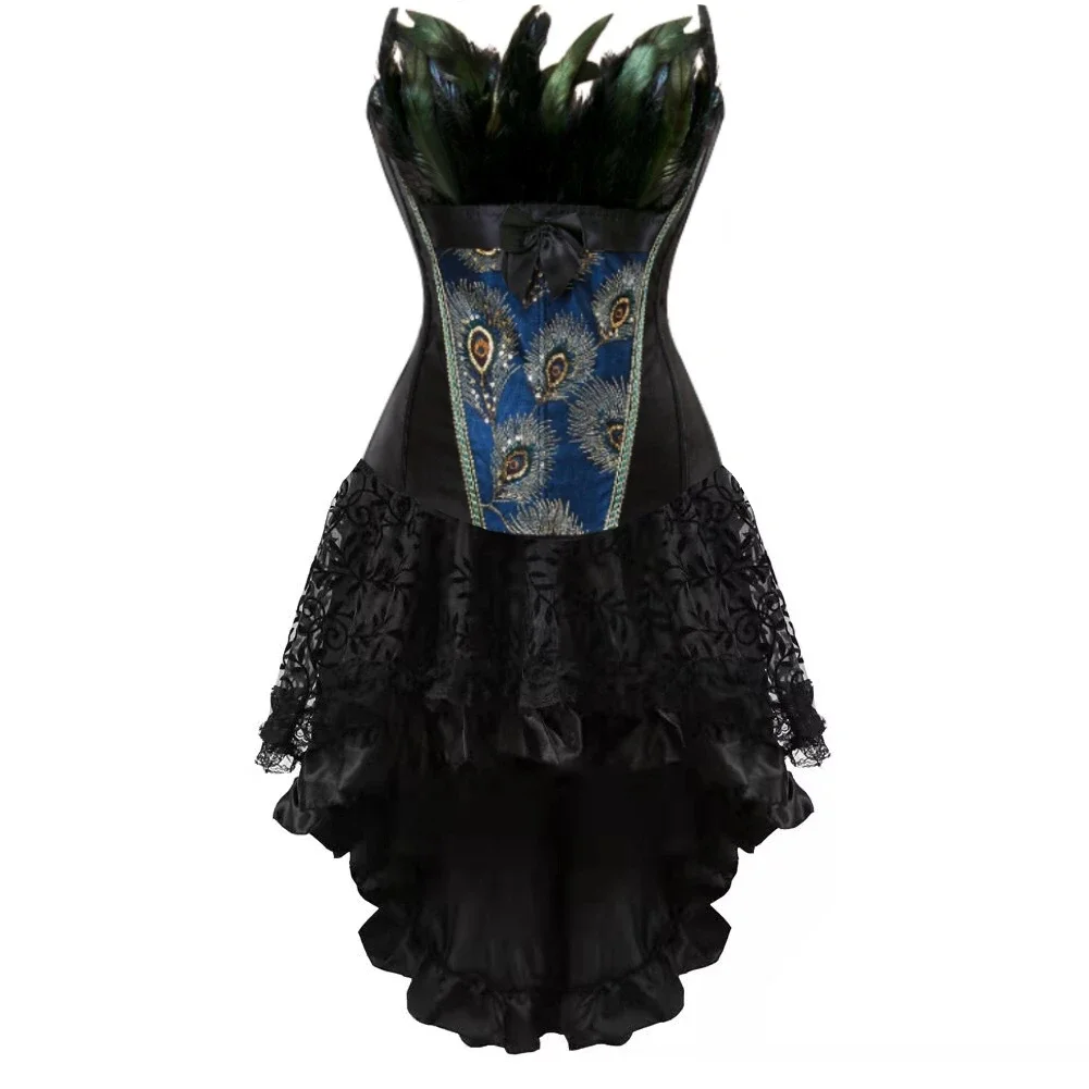 

Women Gothic Corset Dress Vintage Bustier with Skirt Sexy Victorian Corsets Steampunk Halloween Cosplay Costume Fashion Outfit