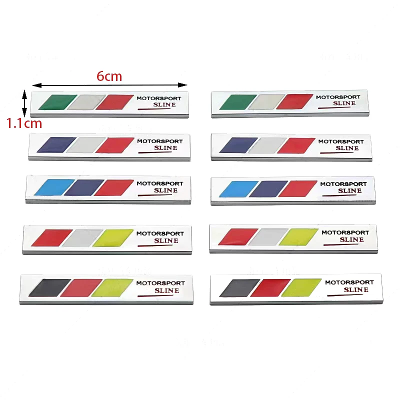 2pcs Italian, German and French MOTORSPORT  SLINE  metal leaf plate stickers, car stickers