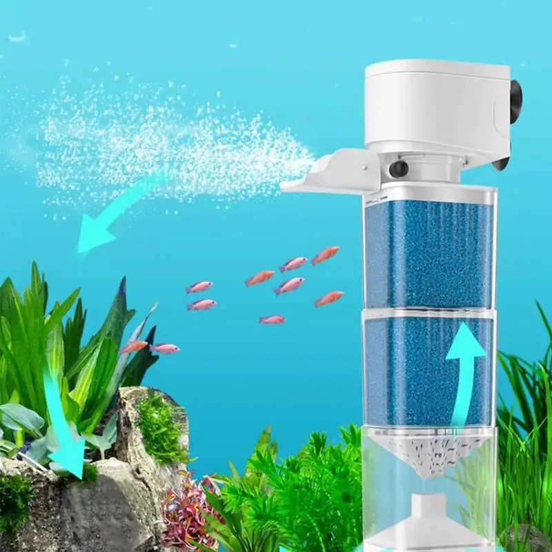 220V 6In1 Aquarium Filter Pump Fish Tank Submersible Silent Air Oxygen Aerator Filter Internal Water Pump Aquarium Wave Maker