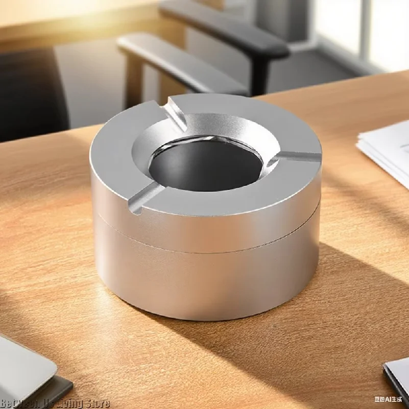 Cool Premium Feel Mechanical Rotating Ashtray with Lid Ash Tray for Smoking Accessories Home Car Gift for Boyfriend