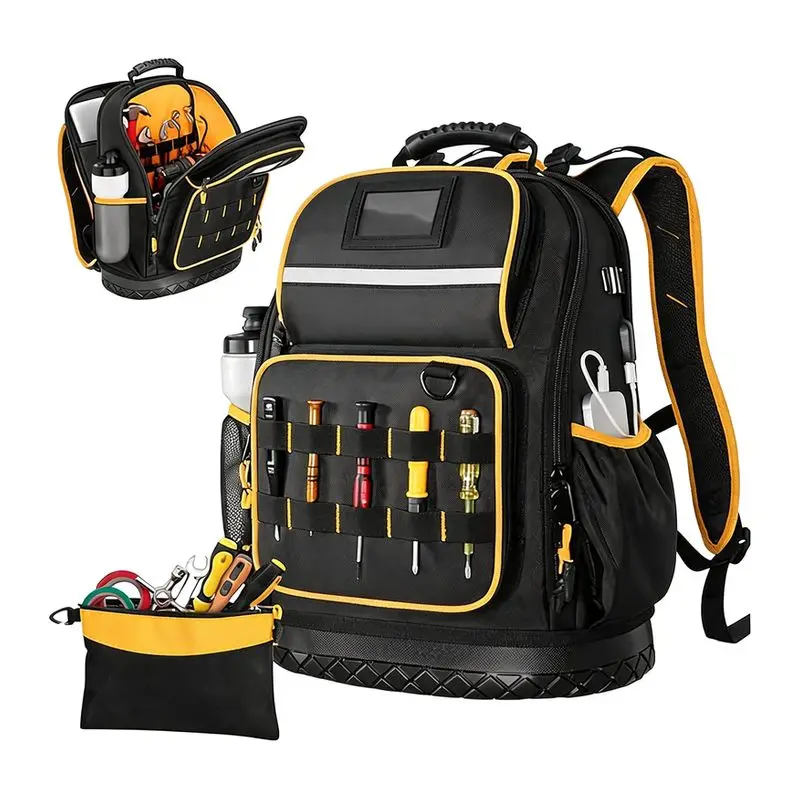 Oxford Cloth Tool Backpack, Waterproof Hard Bottom, Durable, Multi-pocket, Can Hold A Laptop.
