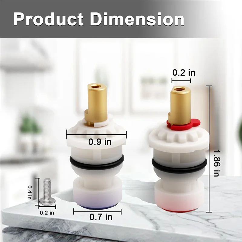 ABKO-Replacement Stem Disc 1/4 Turn Faucet Cartridge Cold& Hot Side For Pfister 48/143/149 Series- 1 Pair(9608020 960806