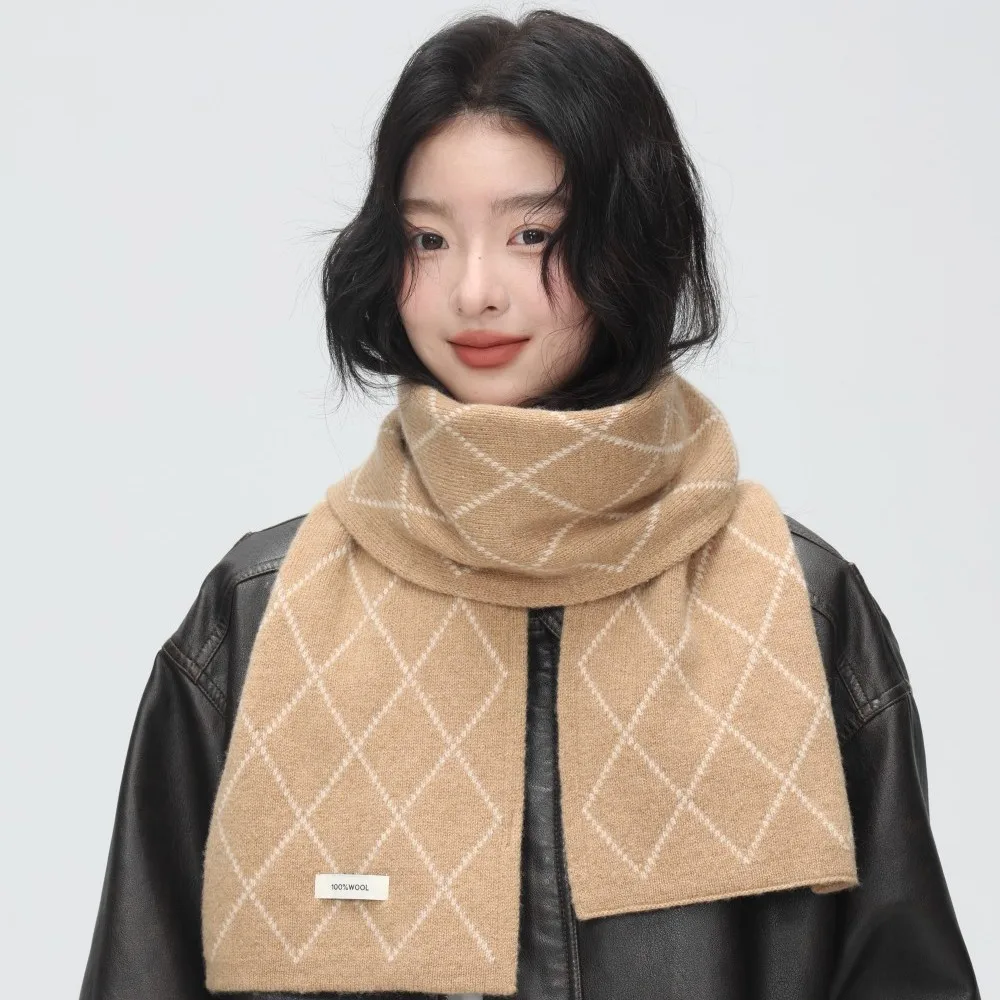 

Роскошный шарф из 100% шерсти для пар унисекс, стеганая вязаная утеплитель для шеи с бриллиантами — элегантная зимняя одежда