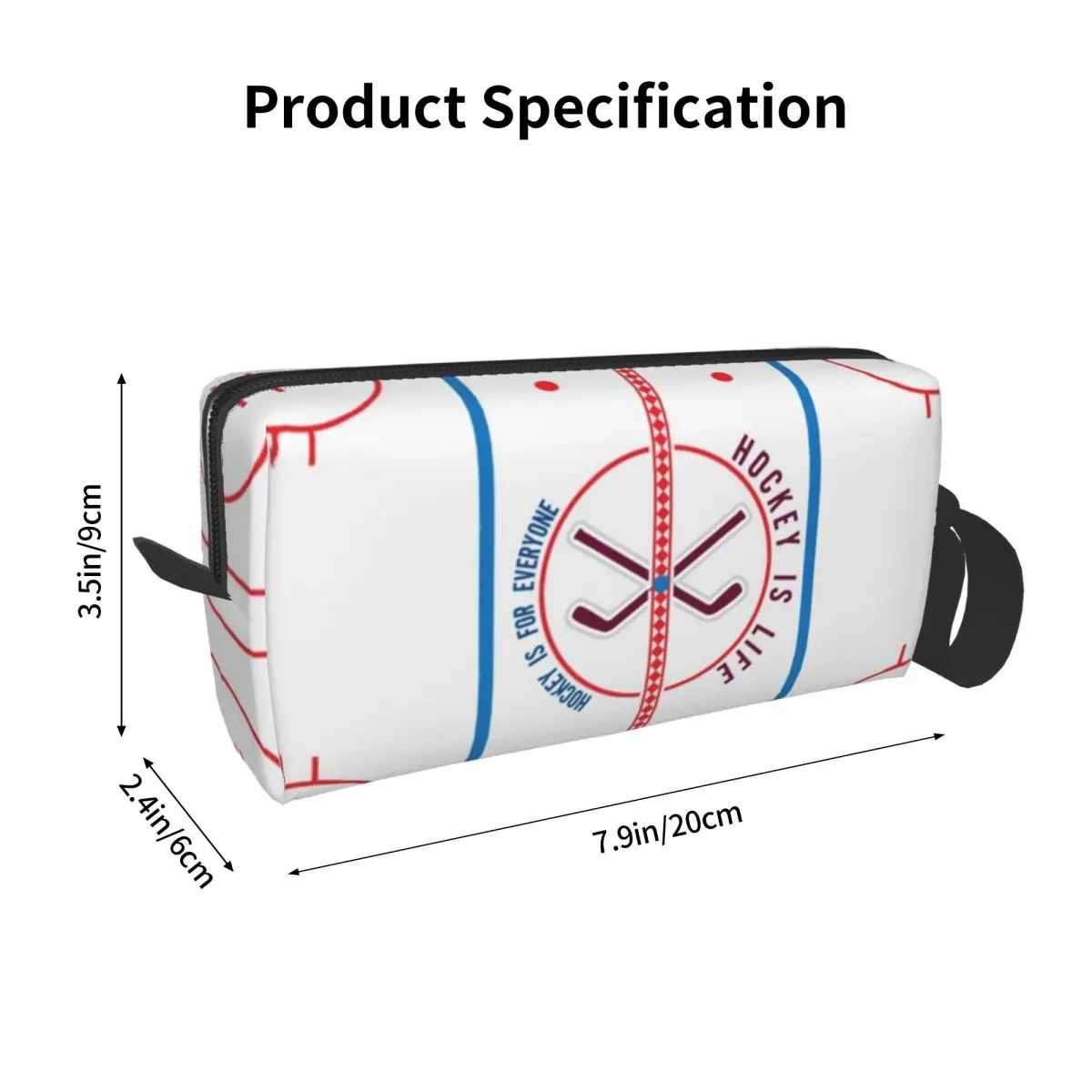 Hockey Is Life Rink Makeup Bag Cosmetic Organizer Storage Dopp Kit Toiletry Cosmetic Bag for Women Beauty Travel Pencil Case