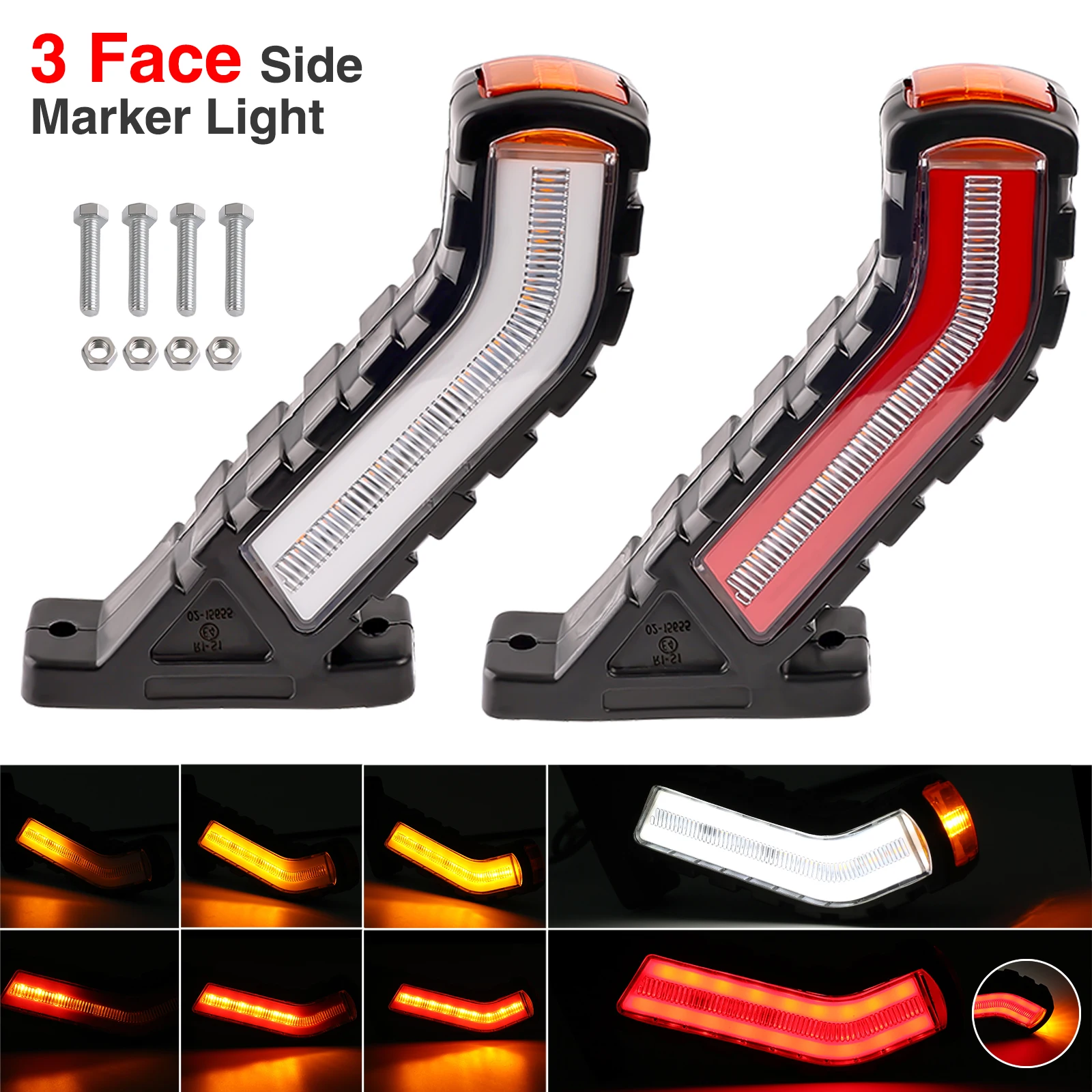 

2PCS Waterproof Trailer Side Marker Lighting Outline Marker Truck Light Neon Stalk Side Marker Clearance Light for Trailer