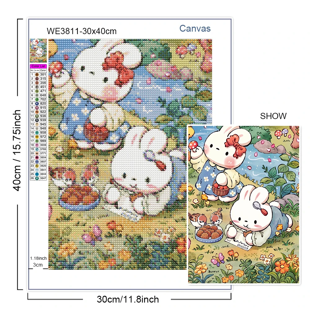Kawaii Bunny Diamond Embroider - Embroidery Garden 评论和价格