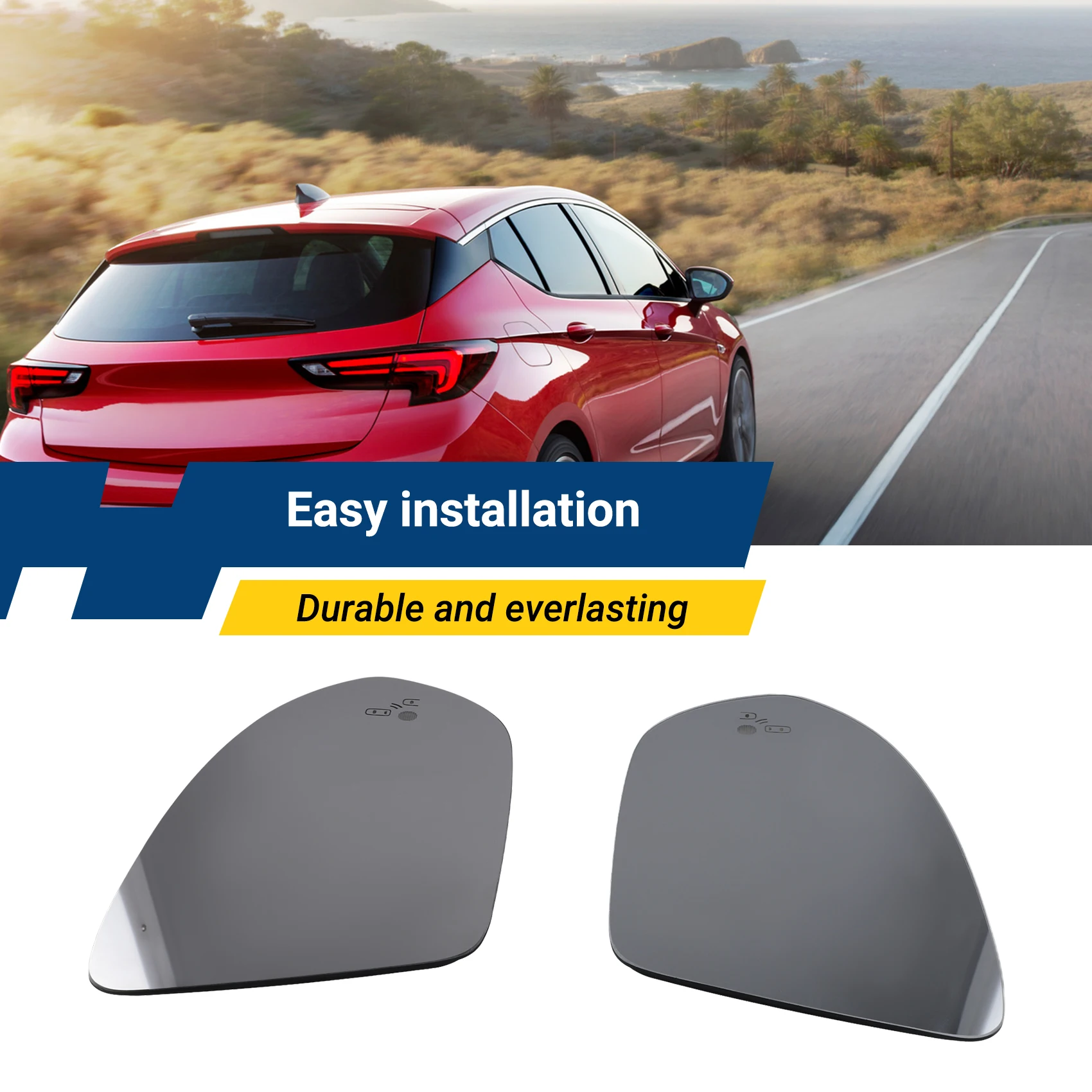 

AU28-Car Heated Rear Mirror Glass Lens With Blind Spot Assist Function For Opel Vauxhall Astra K 2015-2019 Side Mirror Lens