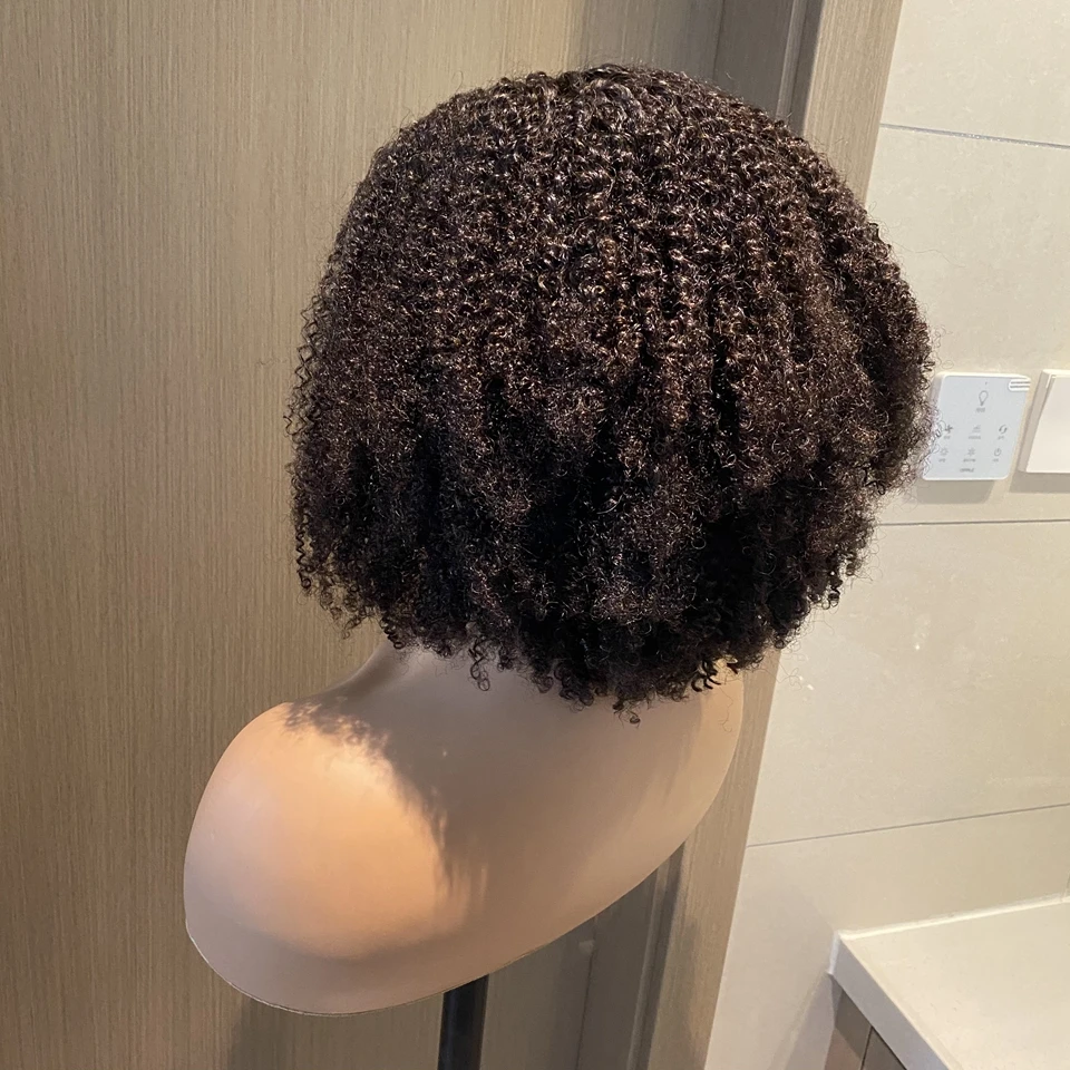 Mongolian Afro Kinky Curly Bob Wig Invisible Melt Skins HD Lace 13X6 Deep Part Lace Frontal Human Hair Wigs PrePlucked Remy Hair