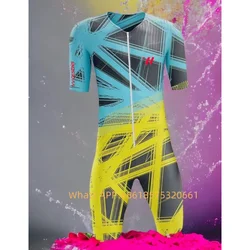 VVsportsdesigns Man Triathlon Skinsuit Cycling Short Sleeve Swimwear Custom Bike Jersey Clothes blue Jumpsuit Ropa Ciclismo Suit