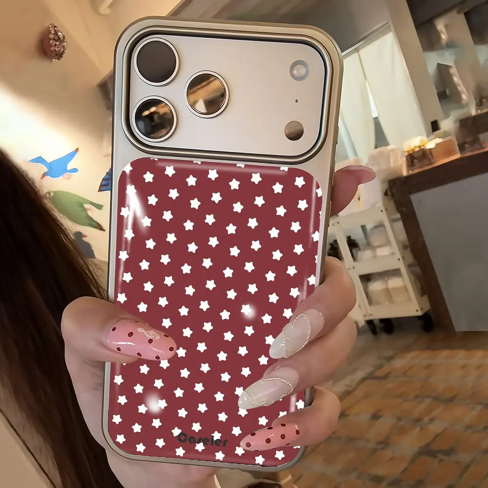 

Korean INS Exquisite Star Pattern Electroplated Drop Glue Phone Case For iPhone 16 15 14 13 12 17 Pro Max 16 15 Pro 17 Air Cover