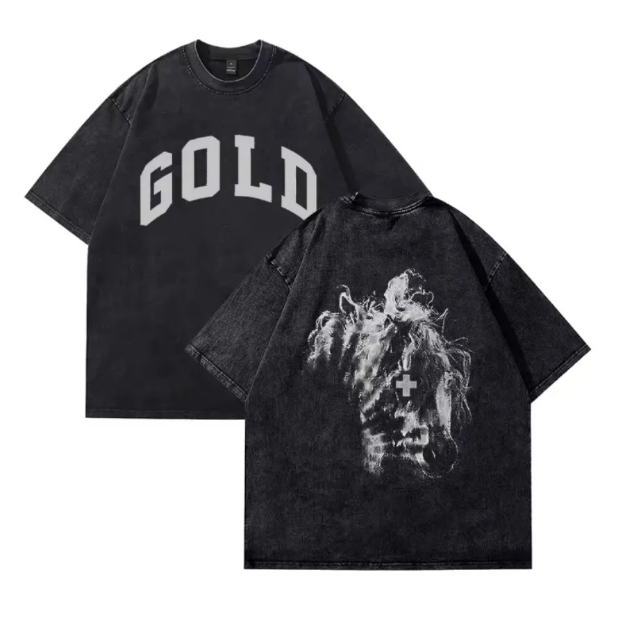 

Vintage Washed Tshirts 2hollis Gold T Shirt for Men Harajuku Oversize Tee Cotton Fashion Streetwear Unisex Tops