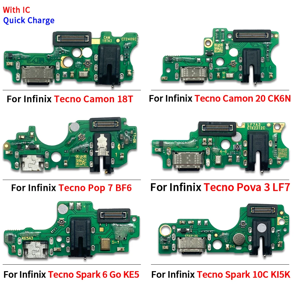 USB Charger Charging Dock Port Connector Flex Cable For Infinix Camon 18T 20 Pro Ck6n Ck7N Tecno Pop 7 BF6 Pova 3 5G Neo 2