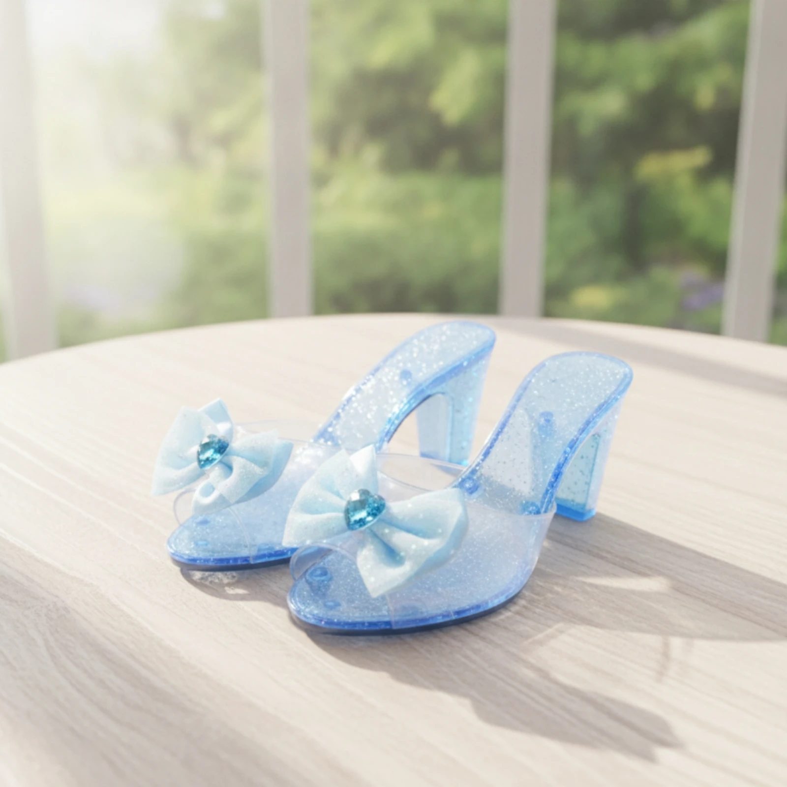 Princess High-Heeled Dress-up Sandal Fashion Princess Play Shoe with Decorative Bow Open-Toe Dress-up Heel with Side Straps