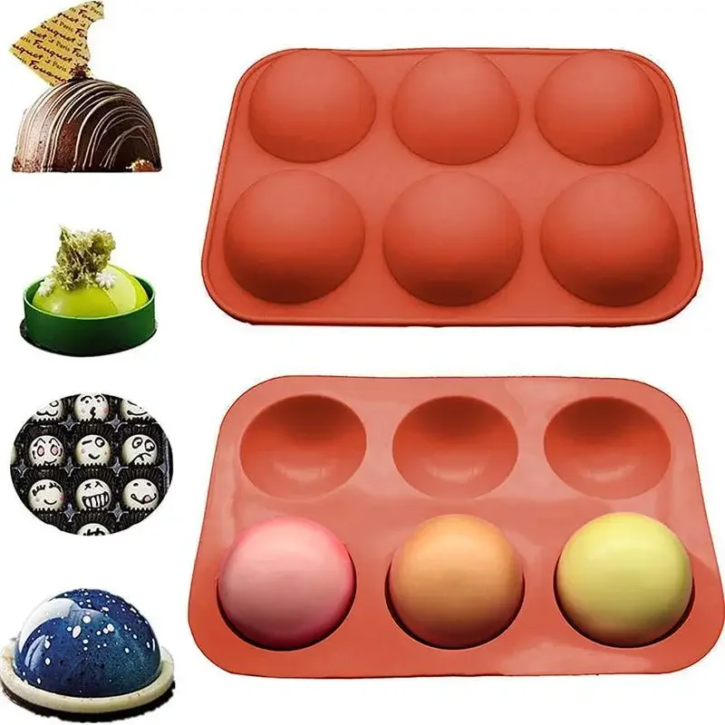 6‑Hole Semi‑Sphere Silicone Cake Mold Round Half‑Ball Mould For Chocolate Mousse Jelly Dome DIY Dessert Baking Kitchen Accessory