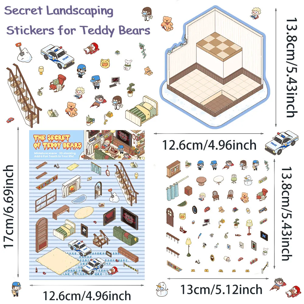 Plus Size tow-story Cabin Scene DIY Sticker Highly Playable Sticker Stacking Pasting Festival Birthday Gift for