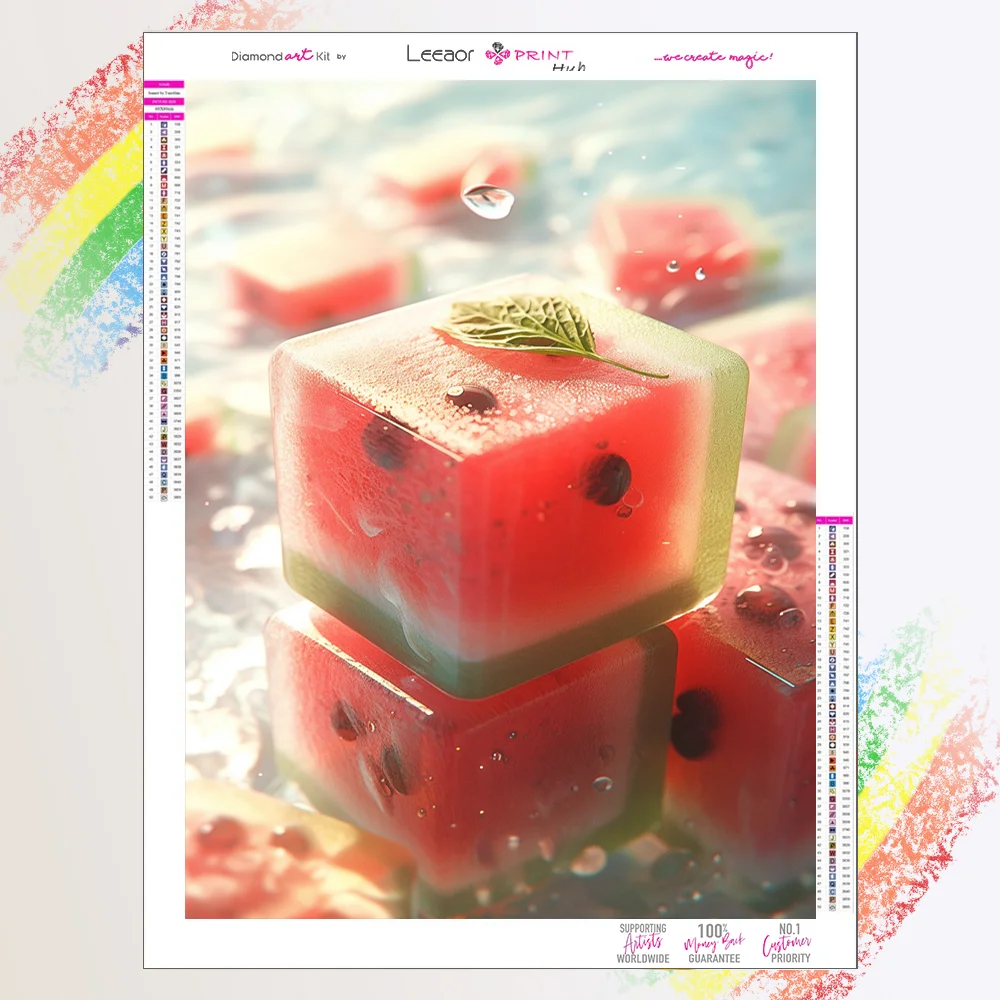 

5d Diy Diamond Painting Watermelon Fruit Ice Cube Summer Fresh Mosaic Embroidery Cross Stitch Diamond Painting Kits Home Decor