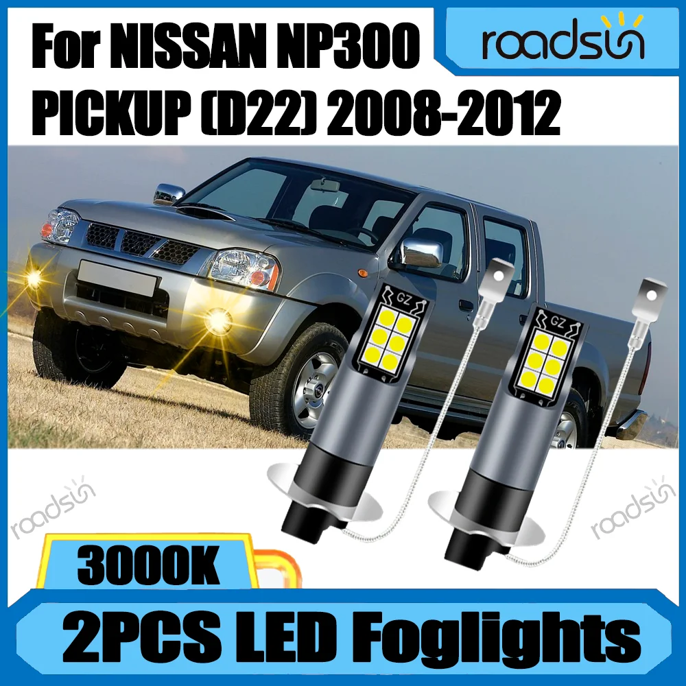 2 bombillas LED H3 para faros antiniebla de coche, 100W, 3000K, luz amarilla, Canbus, sin error, 12V, para NISSAN NP300 PICKUP (D22) 2008 2009 2010 2011 2012