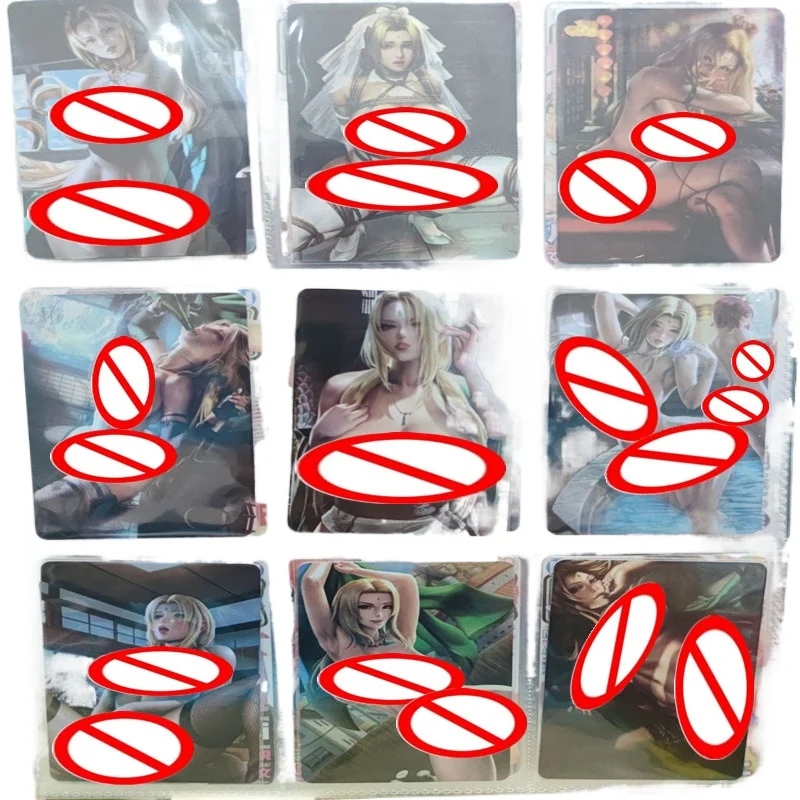 

Anime 9 pcs/set Homemade Naruto Tsunade ACG Sexy Heroine Nude Card Cosplay DIY Toy Game Gift Collection Anime Card