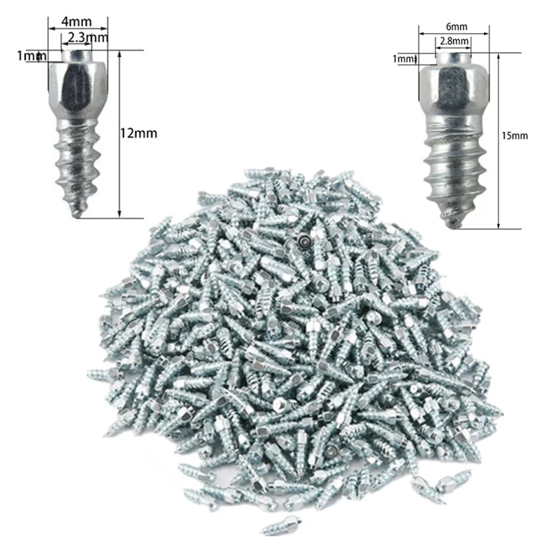 

50/100PCS 12mm/15mm/0.59" Steel Wheel Tyre Stud Screws Snow Tire Spikes for Car Auto SUV ATV Snow Nail Anti-Slip Screws