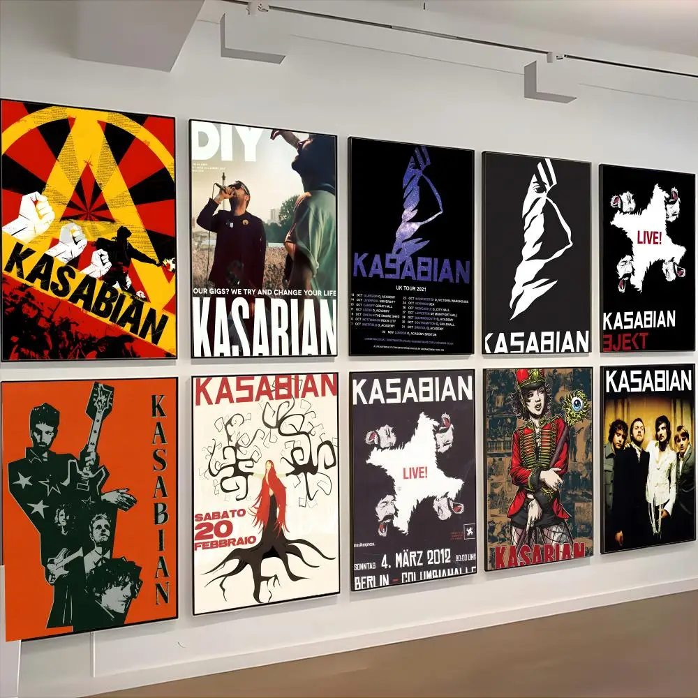 british rock band decor K-Kasabian Poster Retro Kraft Paper Sticker DIY Room Bar Cafe Aesthetic Art Wall