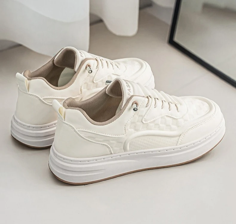 Neue, bequeme Herrenschuhe im lässigen Stil, vielseitige, dicke Sohlen, höhenvergrößernde weiße Schuhe, Sportschuhe – Detail 8