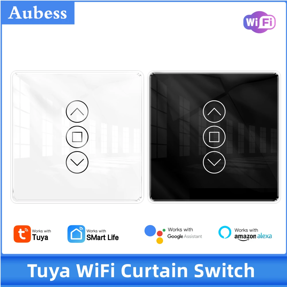 

Tuya WiFi Smart Curtain Switch 2.5D Arc Glass Touch Panel For Roller Blinds Shutters Quick Accurate Calibration Curtain Switch