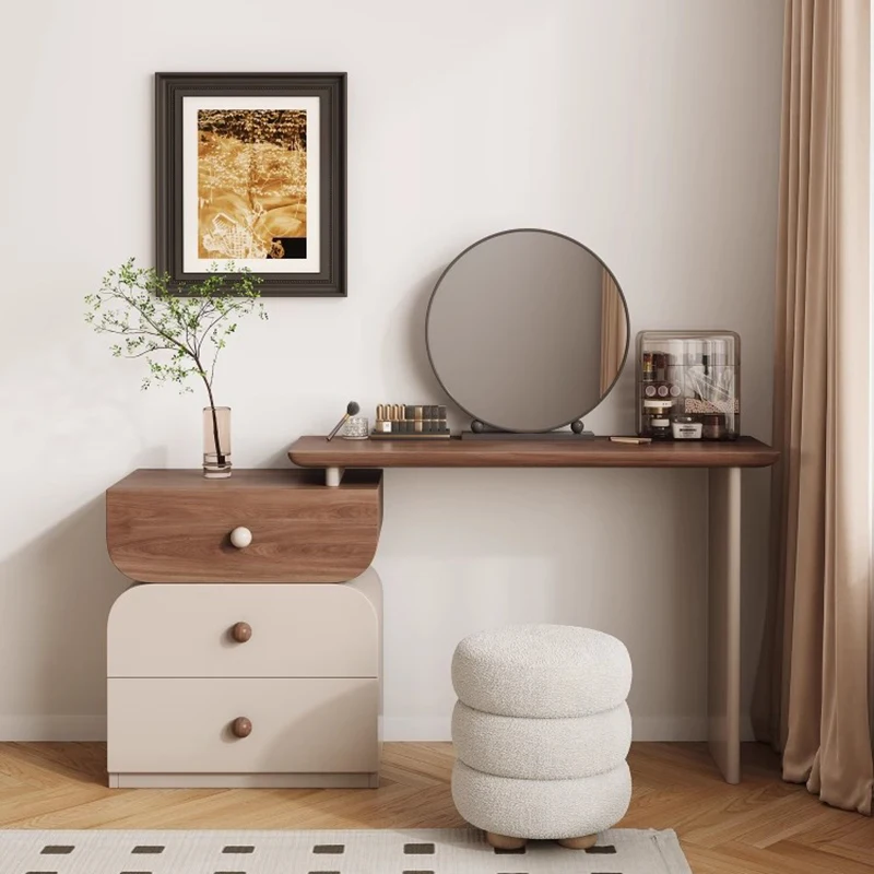 Nordic Vintage Vanity Table Cute Unique Wooden Classic Vanity Table Elegant Aesthetic Meuble De Rangement Bedroom Furniture