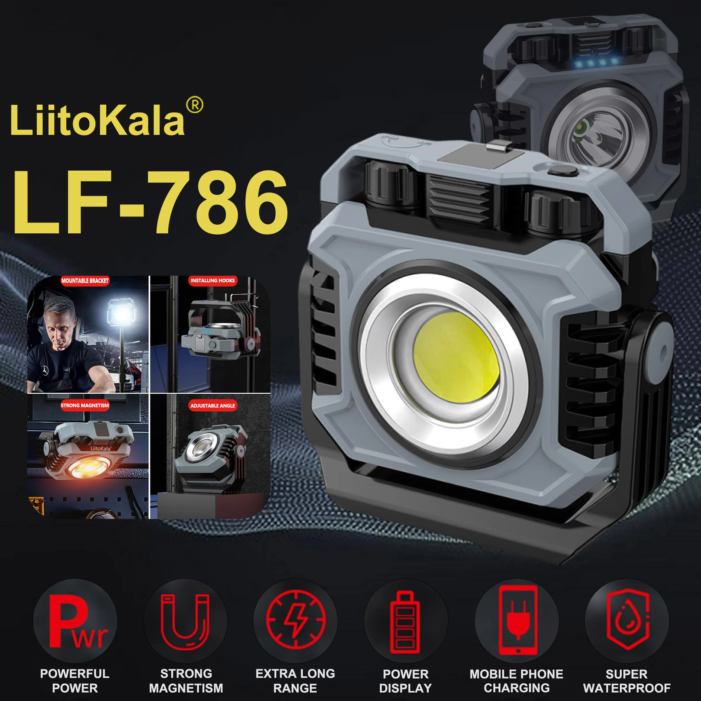 

LiitoKala LF-786 Портативный перезаряжаемый рабочий фонарь Сильный свет Ручной фонарик для экстренной помощи на открытом воздухе Кемпинг