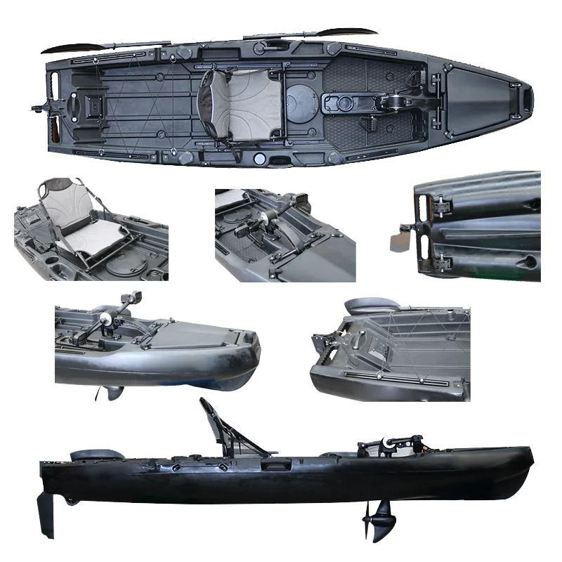 High Quality Wide and Stable Fishing Rotational Kayak with Propeller Pedal Drive for Sale Hot Selling 11ft Ningbo Plastic Canoe