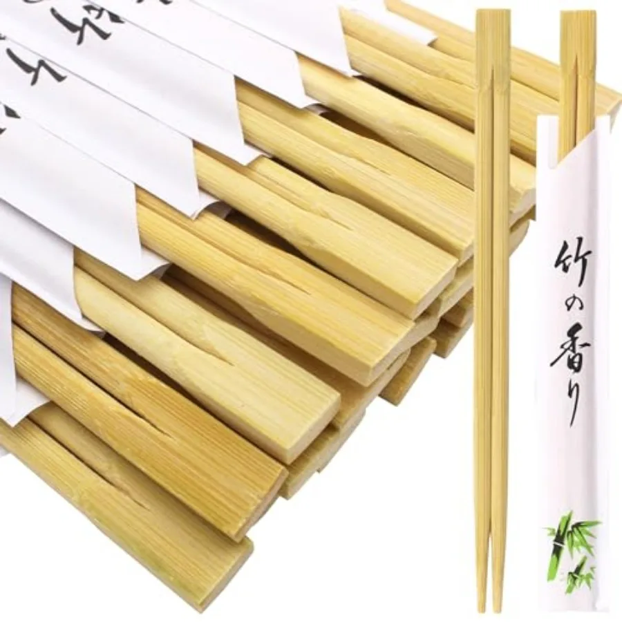 

100 Pairs 9 inches Smooth Disposable Bamboo Chopsticks Individually Wrapped Chopstick for Sushi Noodles Splinter-Proof Design