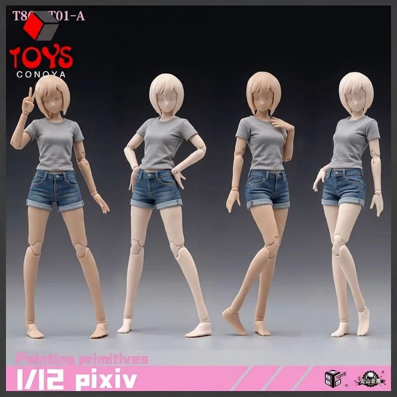 Image of 86TOYS T86-ST 1/12 Weiblicher Superflexibler Gelenkkörper mit Anime-Kopf Weizenblauer Actionfigur Artikuliertes Modell